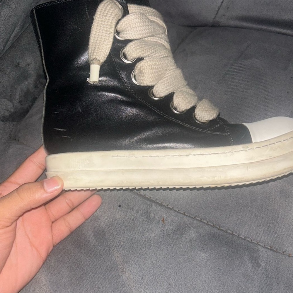 Rick Owens Black and White High-Top Boots